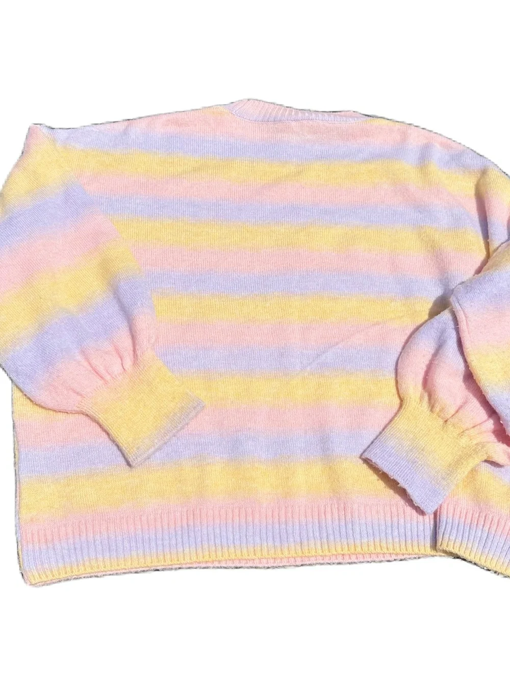 Disney Pastel Rainbow Castle Sweater Striped XL Pink Yellow Magic Kingdom